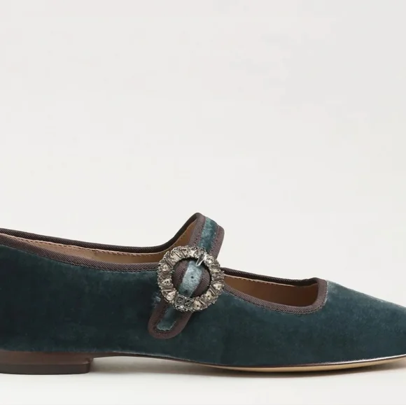 NIB - Sam Edelman Bluestone Velvet Michaela Mary Jane Flat - Size 6 - Picture 7 of 16